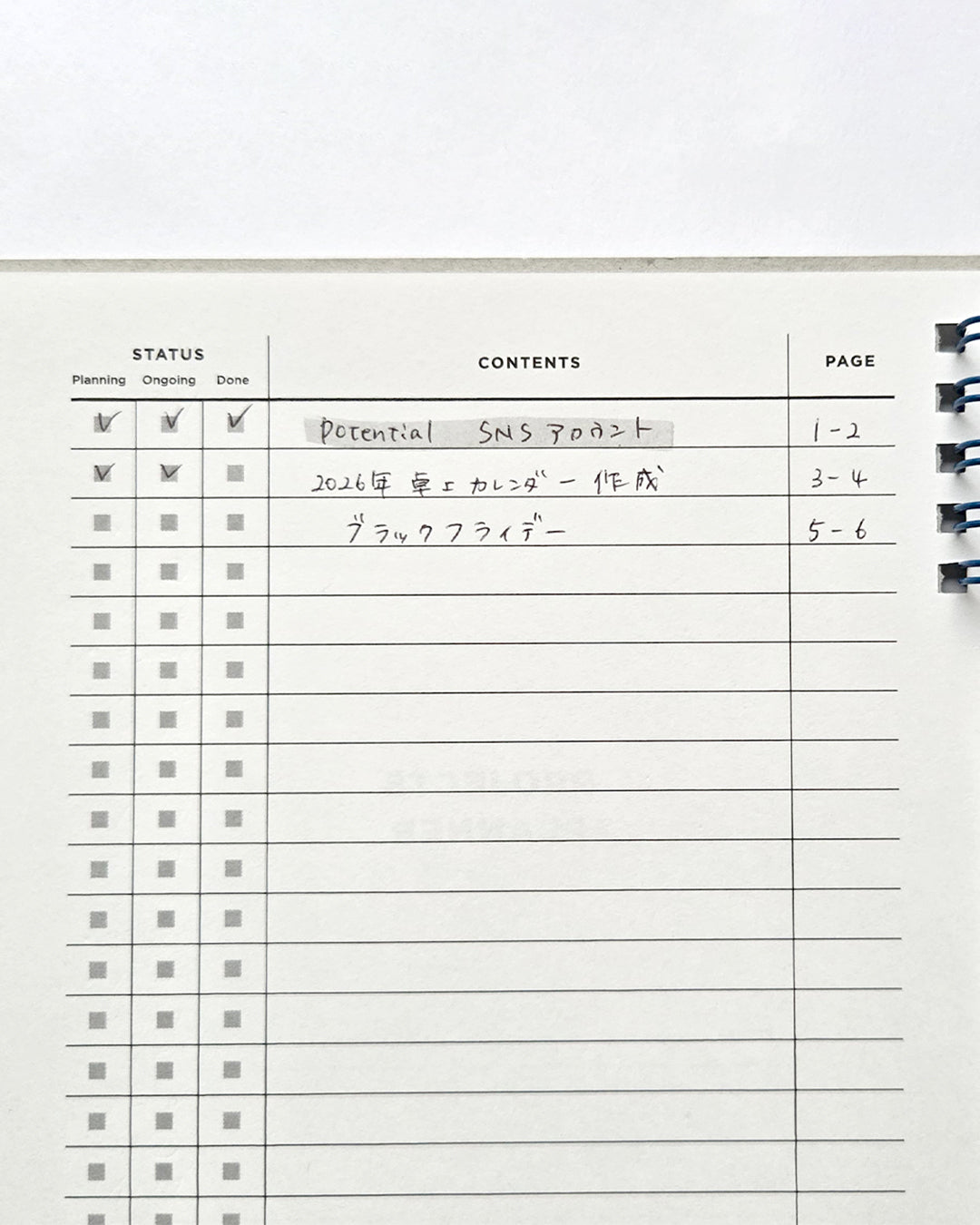 Project plan notebook / Potential